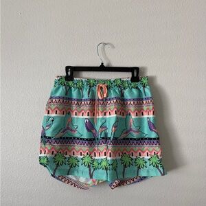Tropical Print Mens Shorts - Green